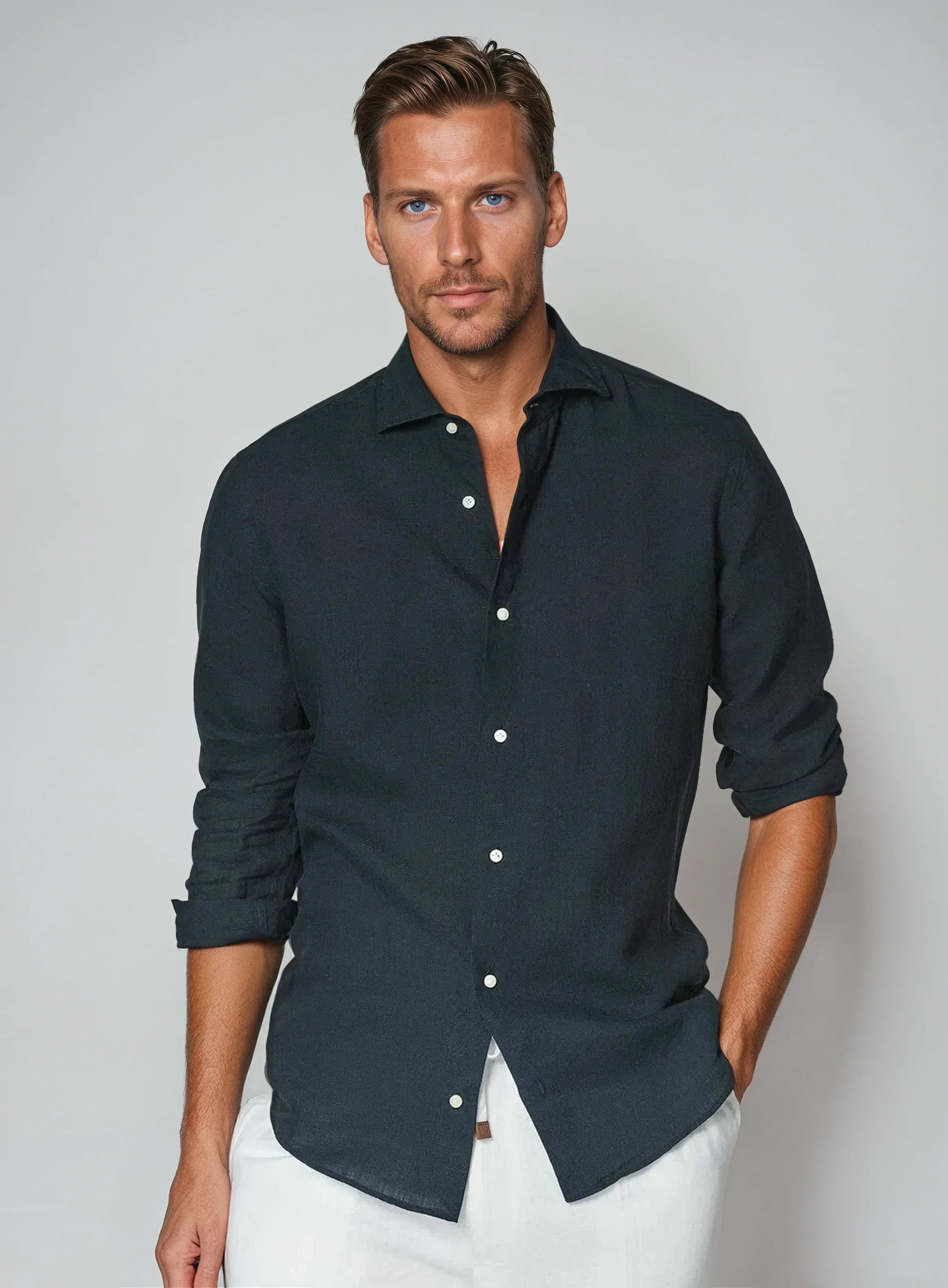 Męska Ścisła Casualowa Koszula | Letnia