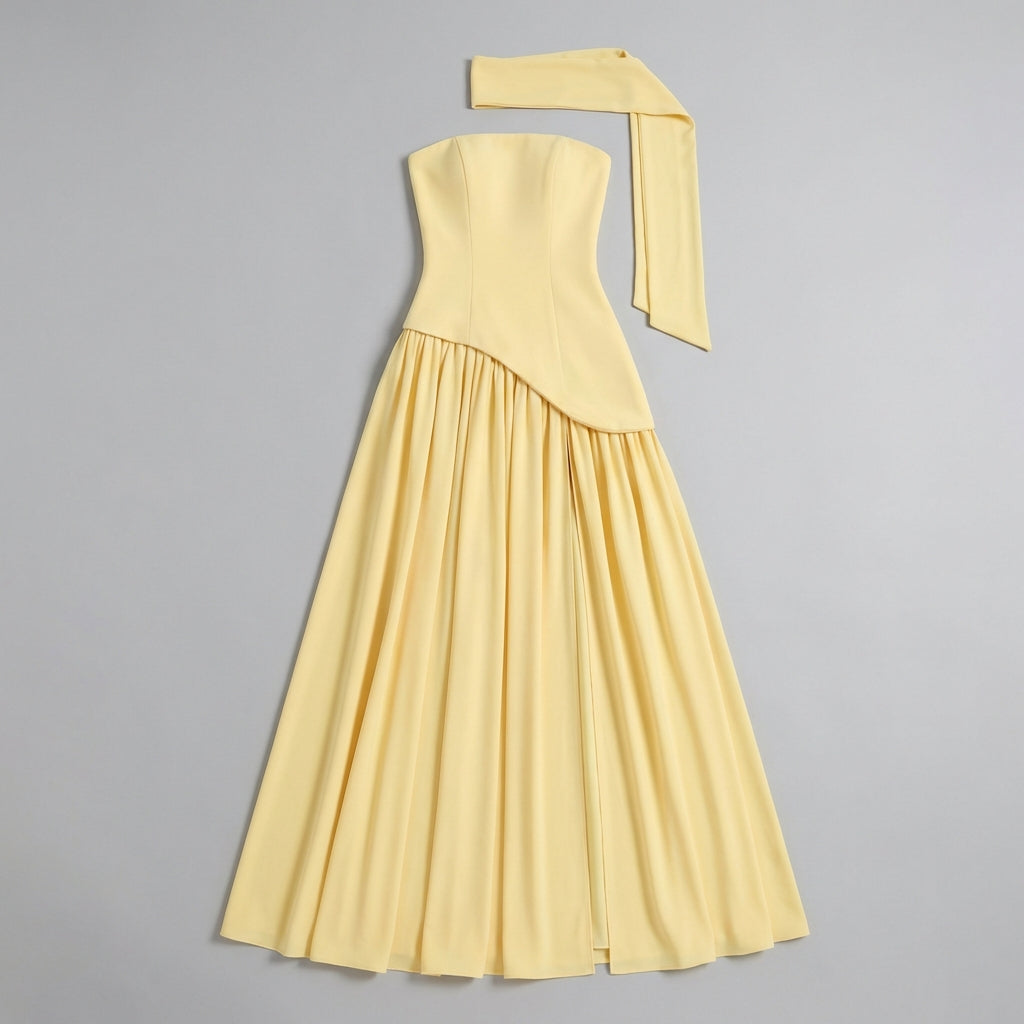 Damska Sukienka Gościa Ślubnego Asymetryczna | Maxi