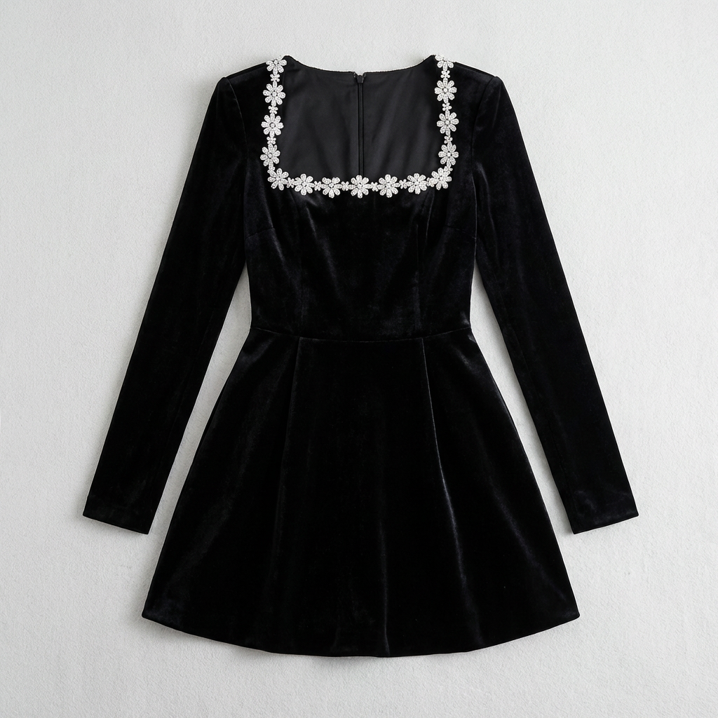 Damska Sukienka Gościa Ślubnego Z Dekoltem Kwadratowym | Mini