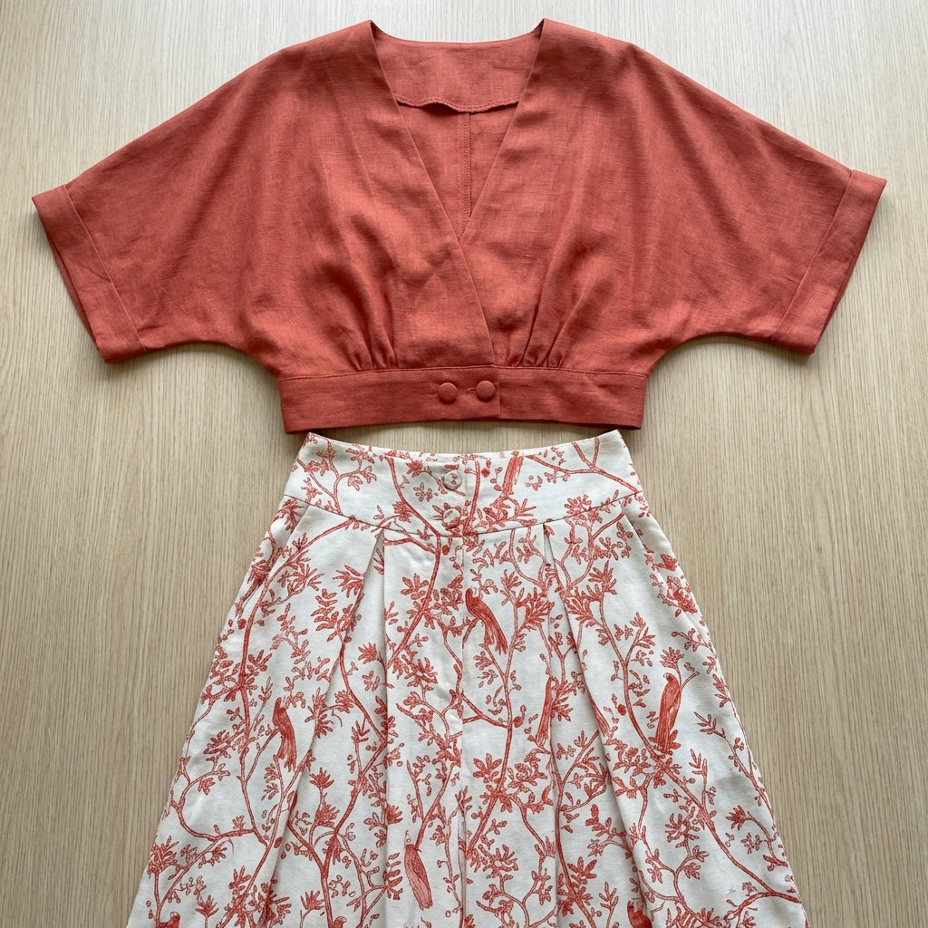 Damska Zestaw Skoordynowane Bluzka & Spodnie | Szerokie Nogi