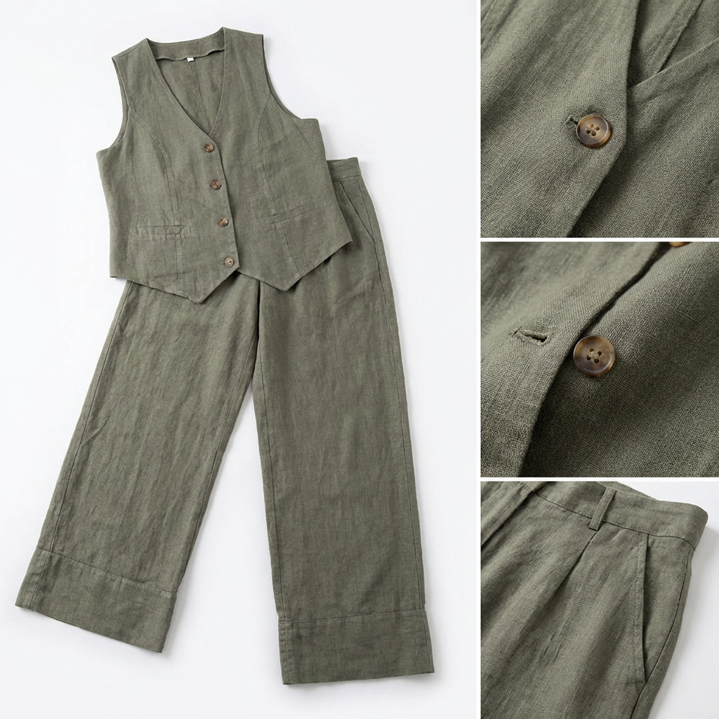 Damska Zestaw Kamizelka & Szerokie Spodnie | Komplet